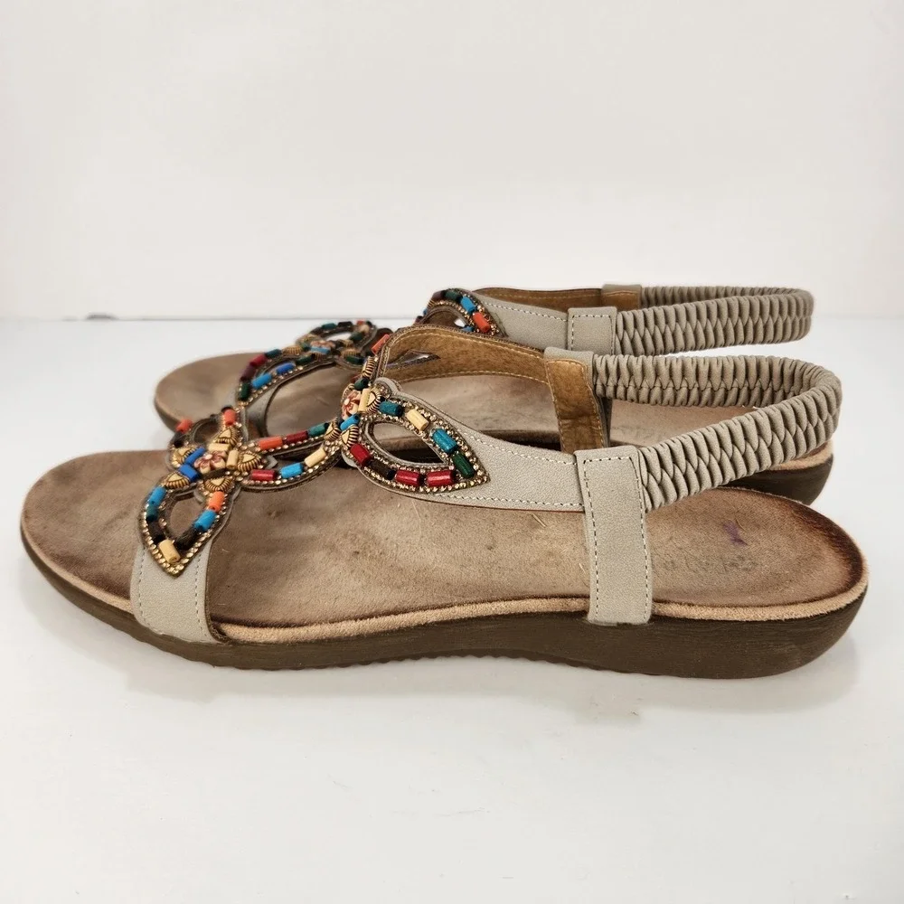 Patrizia Women's Multicolor‎ Beaded Casual Ankle Strap Sandals Size 41 (10-10.5)